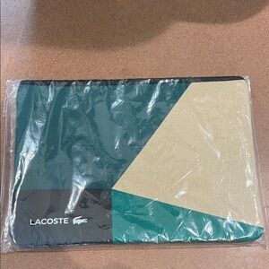 Lacoste Teal and Beige Pouch can be used as a tablet bag